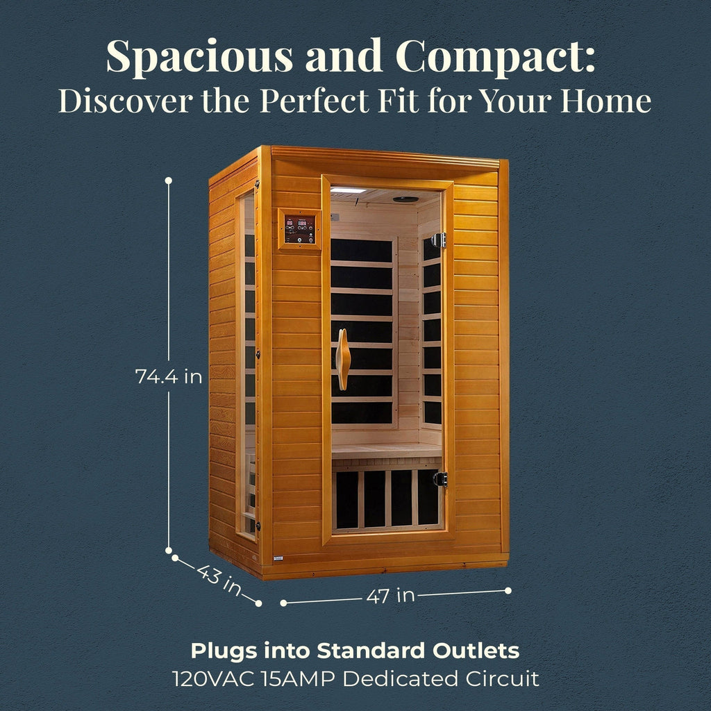 2-Person Low EMF FAR Infrared Sauna, Canadian Hemlock Wood