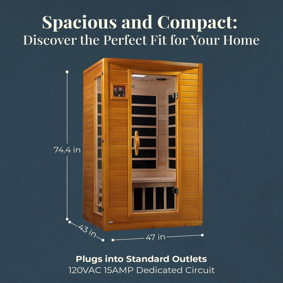 2-Person Low EMF FAR Infrared Sauna, Canadian Hemlock Wood