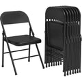 8-piece set of all-steel folding chairs with backrests, heavy-duty metal foldable dining chair set, 350 lbs capacity, suitable for indoor and outdoor