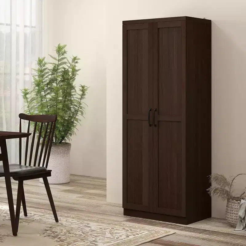 63 2-Door Kitchen Pantry, Freestanding Storage Cabinet with 5-tier Shelving and 2 Adjustable Shelves for Dining Room