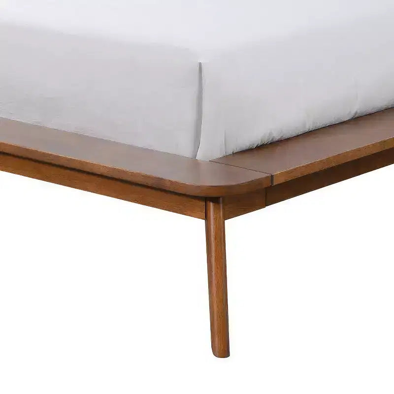 HOMES: Inside + Out 3pc Riverstone Mid-Century Wood Platform Bedroom Set with 2 Nightstands Walnut