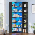 6 Tier Bookshelf with LED Light 70.8inch Modern Bookcase, L-Shaped Bookcase Corner shelf Storage Organizer Display Shelf
