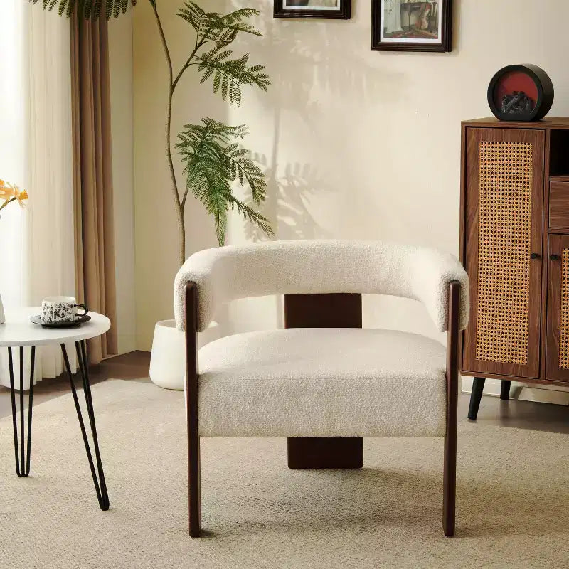 Fauteuil d'appoint rembourré en bois d'hévéa moderne Noah Christopher Knight Home