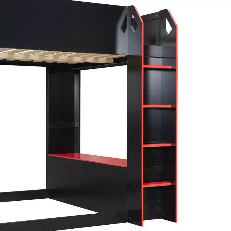 Loft Bed with Height-Adjustable Desk, RGB Lights and Storage, Full Size Space-Saving Bed for Teens & Adults