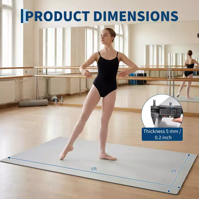 4x6 Portable PVC Dance Floor Mat, 5mm Thick Non-Slip Scratch-Resistant Dance Mat for Ballet Jazz Tap Yoga Pilates and Home Exercise