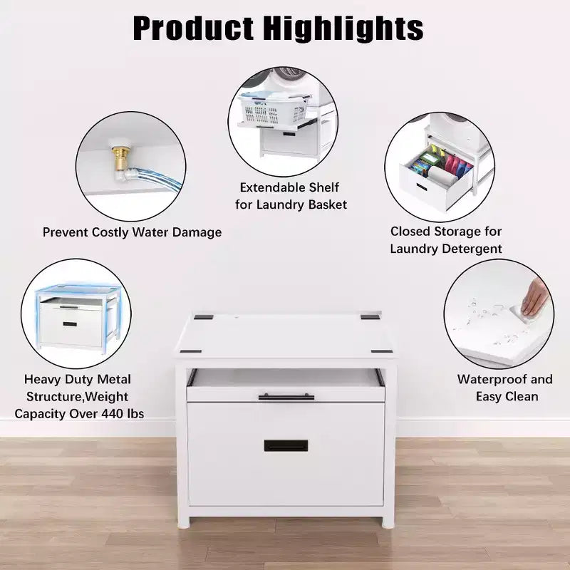 Support de piédestal GDLF pour lave-linge séchant, piédestal de lessive de 24,1 po pour lave-linge compact