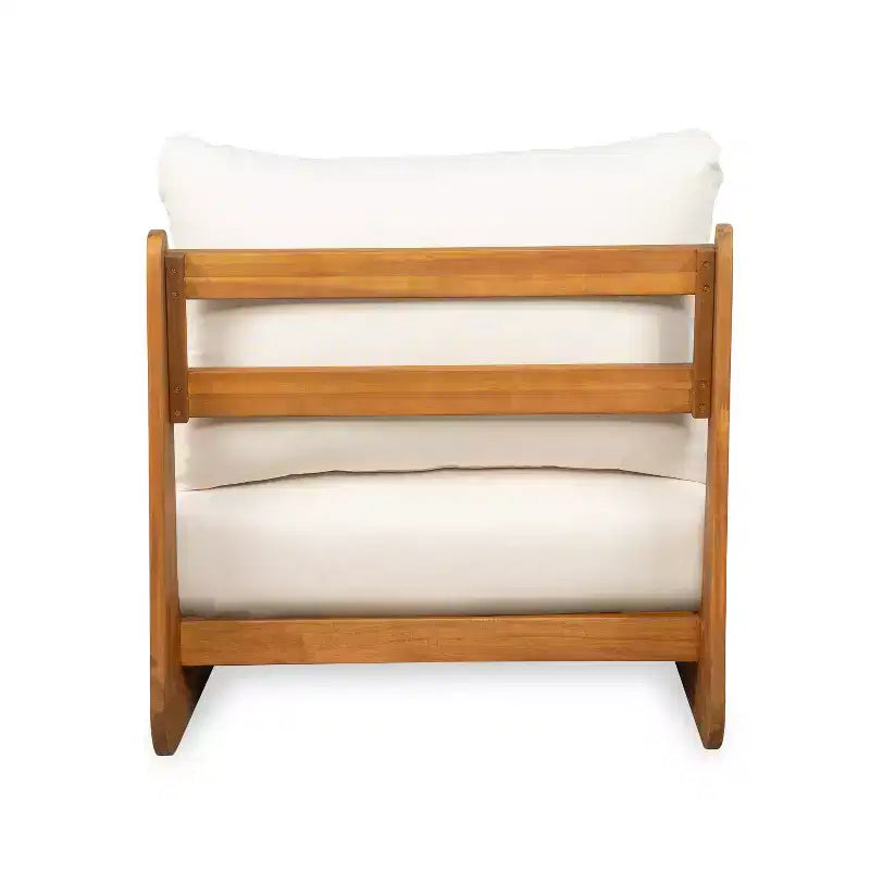 Christopher Knight Home Tavriel Mid-Century Modern Patio Acacia Wood 5-Seater Seating Set with Thick Cushions, Table Not Included