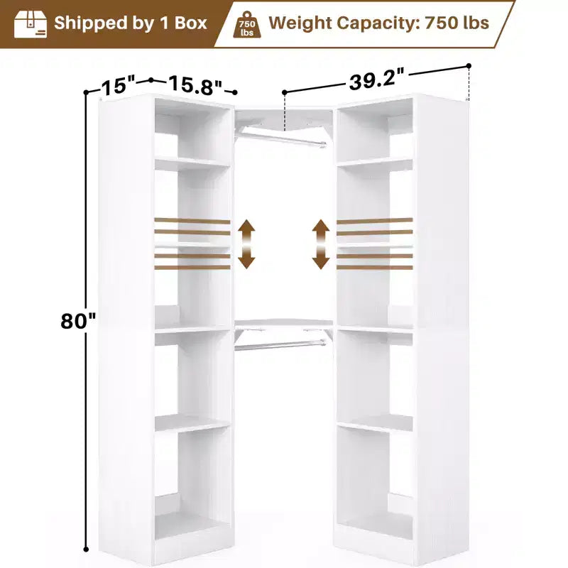 Besiost Corner Closet System with 12 Shelves