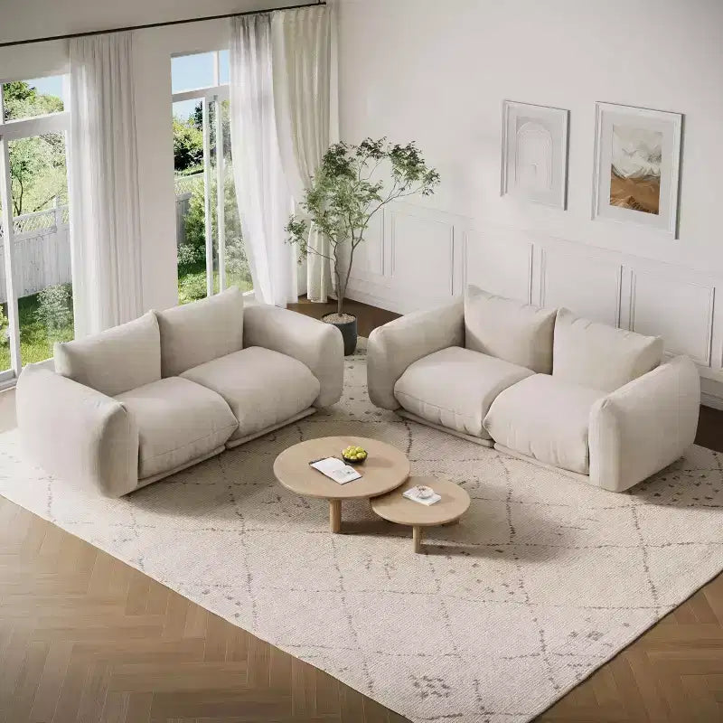 Canapé modulable deux places en tissu chenille, canapé nuage avec éponge haute résilience, canapé sans armature pour appartement, bureau