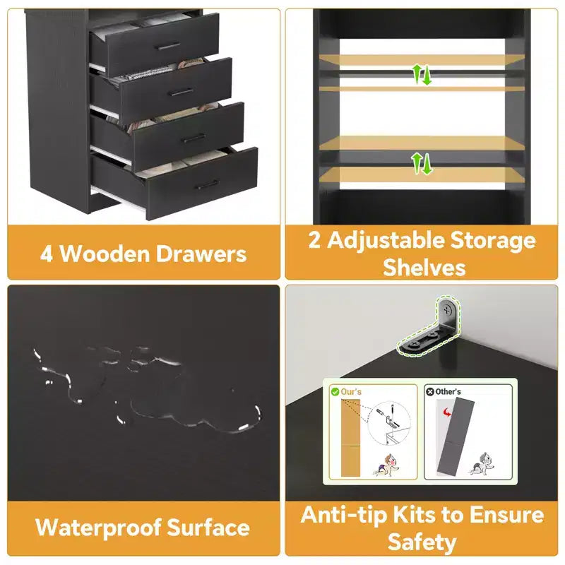 Closet Organizer System with Wood Drawers and Shelves