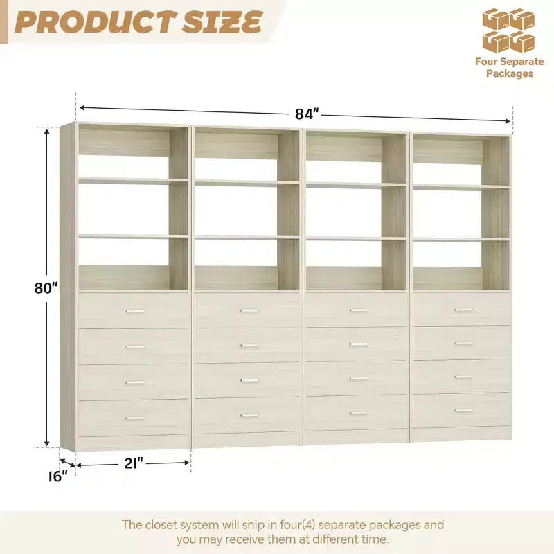 Closet Organizer System with Wood Drawers and Shelves