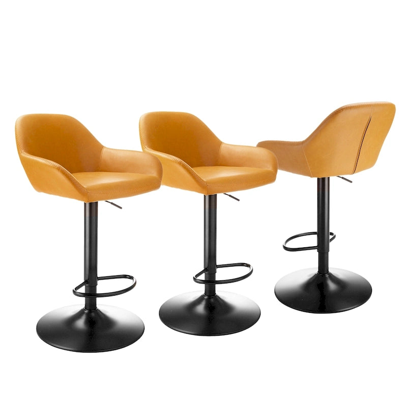 Glitzhome Lot de 3 tabourets de bar pivotants réglables de style moderne du milieu du siècle - Lot de 3
