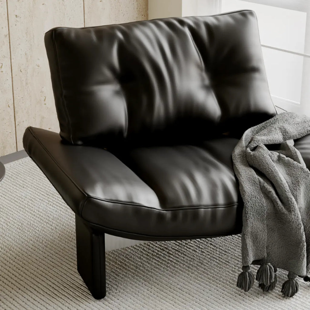 Contemporary Black Tufted Armless Chenille Accent Chair