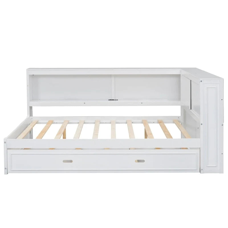 Lit de repos double avec étagères, chargement USB, lumières LED et lit gigogne simple