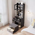 3-in-1 Makeup Vanity Desk with Lighted Mirror, Compact Vanity Table with Drawers, Storage Compartment & Rolling Stool for Bedroom