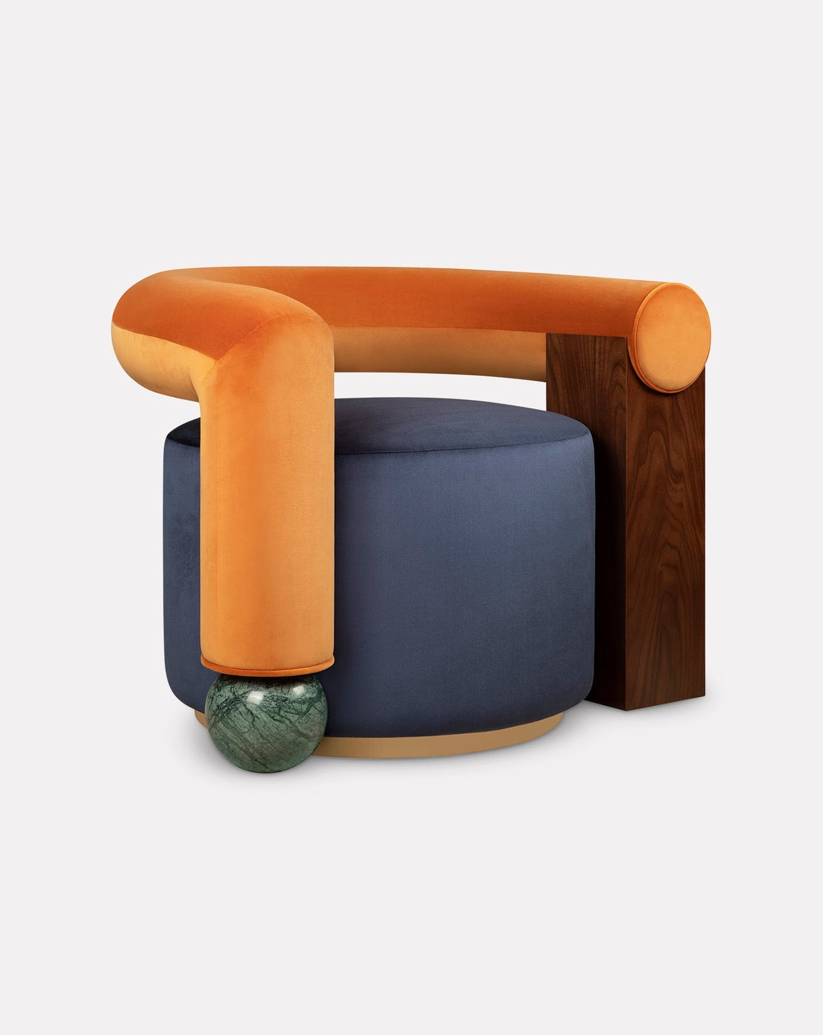 Geometric Asymmetry Velvet Brass Base Armchair II