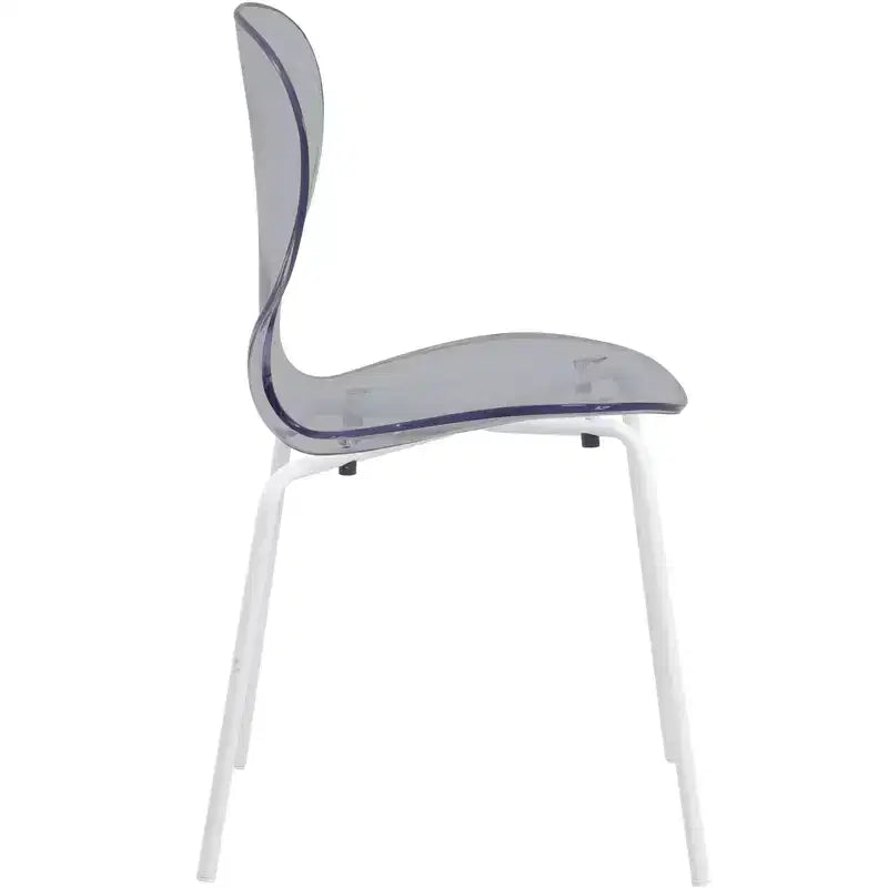 LeisureMod Bristol 5-Piece Dining Set Round Dining Table, 4 Plastic Dining Chairs White Legs