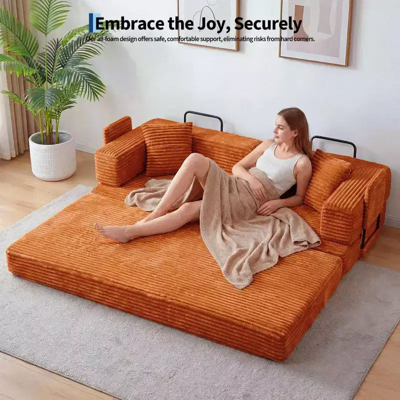 80.7 5-in-1 Convertible Sleeper Sofa Bed aï¿?Corduroy, 1200 lbs, No Assembly