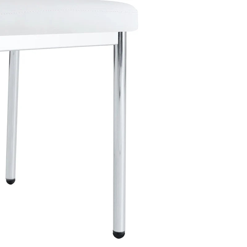 Ensemble de 6 chaises de salle à manger de luxe simples en PU haute résilience avec pieds en métal argenté, chaises d'appoint sans accoudoirs pour cuisine