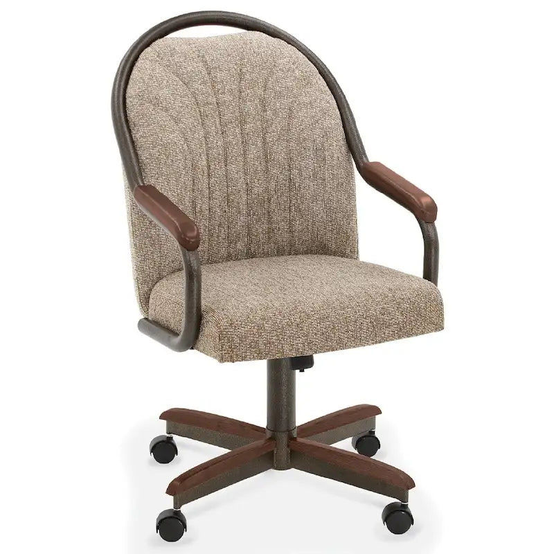 Chaises de salle à manger Chromcraft Douglas à roulettes, finition gris châtaigne (Lot de 2)