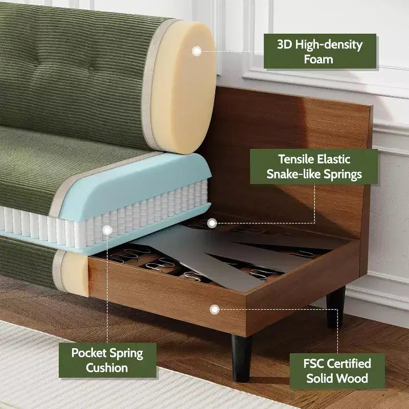 Dyonery 50 Loveseat Sofa, 2-Seater Love Seat for Office & Small Spaces, 24 Deep Seat, FSC Solid Wood Frame, Tool-Free Assembly