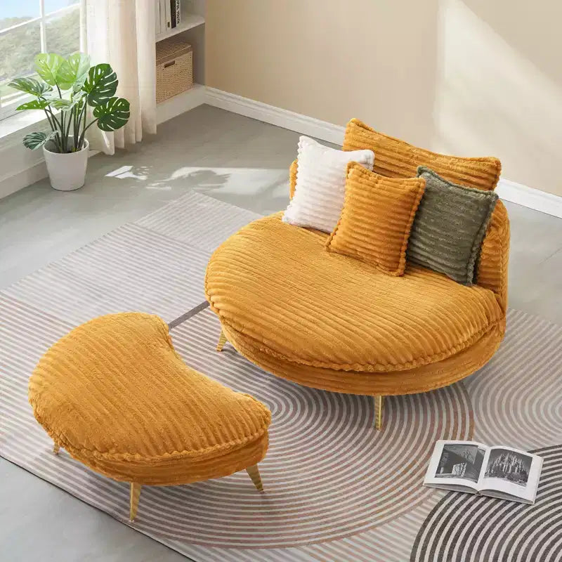 Modern Accent Chair with Ottoman, Upholstered Oversized Single Sofa Couch, Deep Seat Lounge Chair with Footrest for Bedroom Living Room Office
