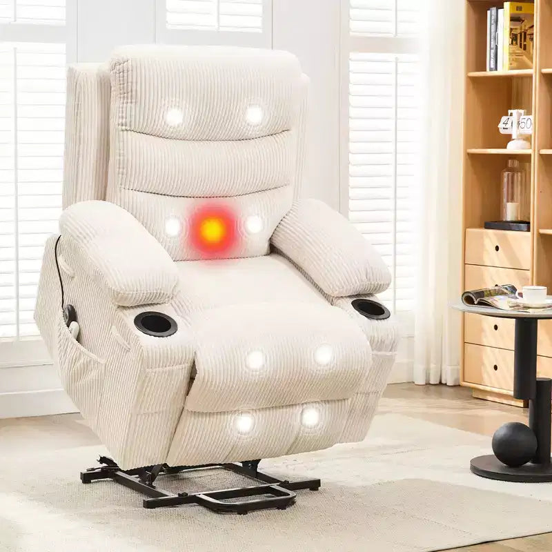 Lift Recliner Chair with Massage & Heat, Oversized Power Recliners, Home Theater Seat with 2 Cup Holders Side, Glider Reclining Single Sofa Chair