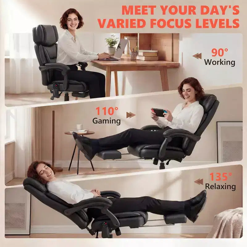 HOMCOM High Back Vibration Massage Office Chair, Heated Reclining Computer Chair with Footrest, Adjustable Headrest