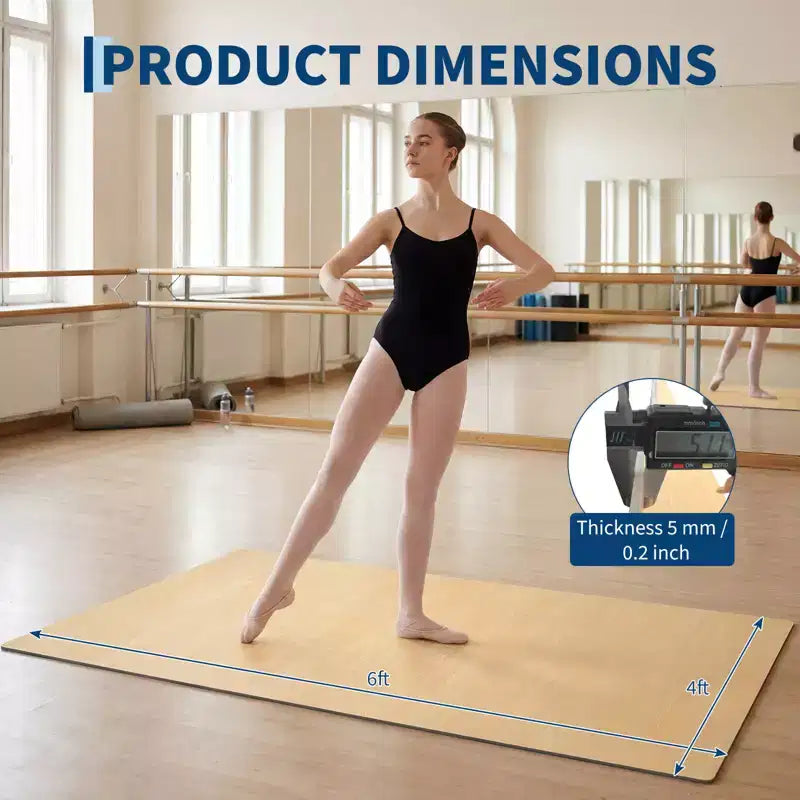 4x6 Portable PVC Dance Floor Mat, 5mm Thick Non-Slip Scratch-Resistant Dance Mat for Ballet Jazz Tap Yoga Pilates and Home Exercise