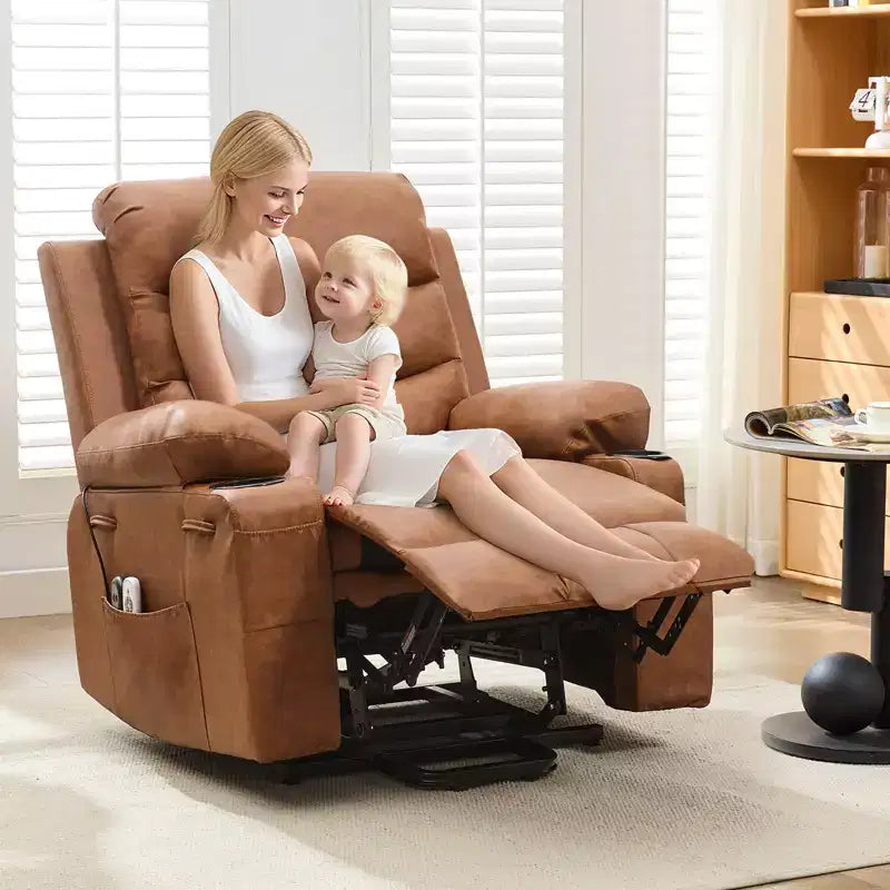 Lift Recliner Chair with Massage & Heat, Oversized Power Recliners, Home Theater Seat with 2 Cup Holders Side, Glider Reclining Single Sofa Chair