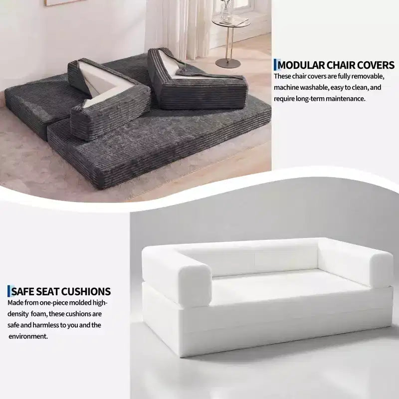 80.7 5-in-1 Convertible Sleeper Sofa Bed aï¿?Corduroy, 1200 lbs, No Assembly