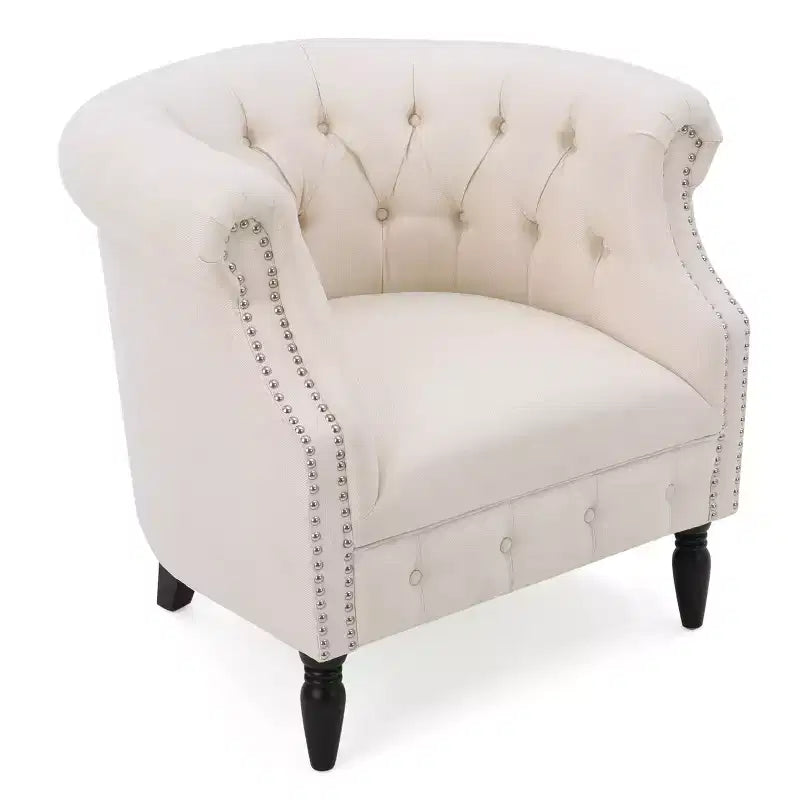Contemporary Tufted Upholstered Club Chair with Nailhead Trim