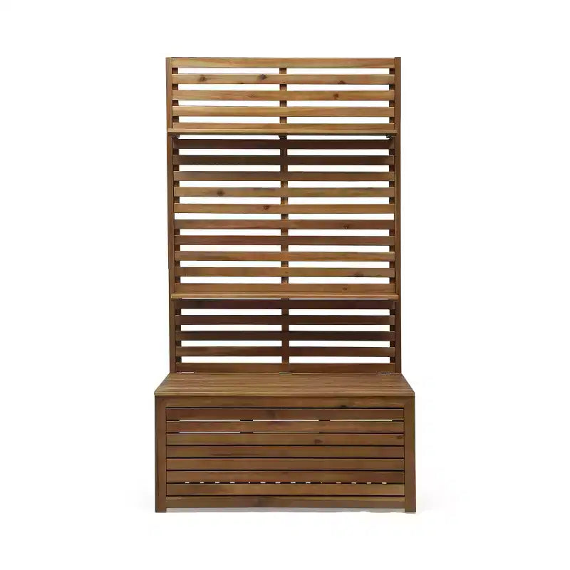 Christopher Knight Home Andrusia Outdoor Rustic Acacia Wood Storage Bench with Rack, Teak