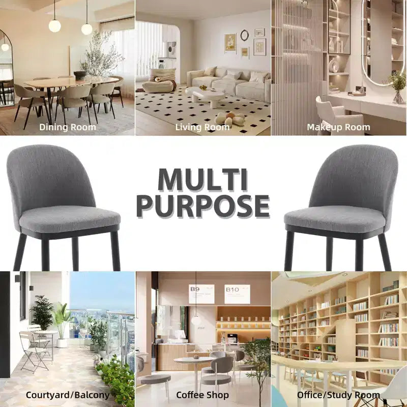 Dining Chairs Set of 4/6, Upholstered Kitchen Dining Room Chair, Linen Fabric Farmhouse Dinner Chair with Leveling Feet for Dining Room, Living Room