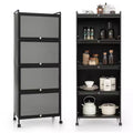 Costway 5-Tier Kitchen Bakers Rack Storage Cabinet Mobile Microwave Stand Flip-up Doors White/Black/Grey/Green