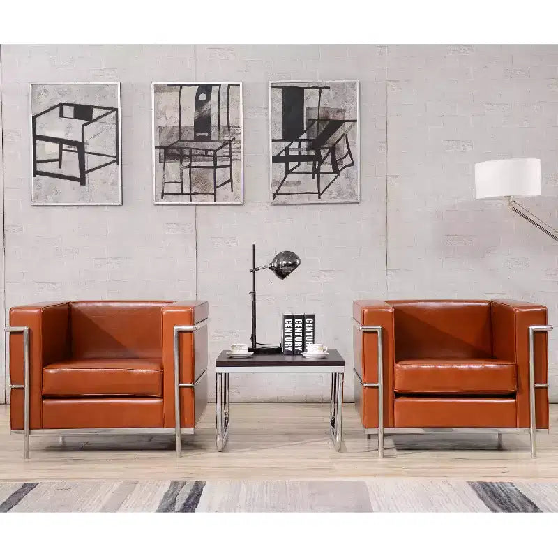 Emma and Oliver Contemporary LeatherSoft Chair with Double Bar Encasing Frame