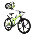 26 Folding Mountain Bike with Full Suspension, 21-Speed Drivetrain, Disc Brakes & High Carbon Steel Frame for Adult Men & Women