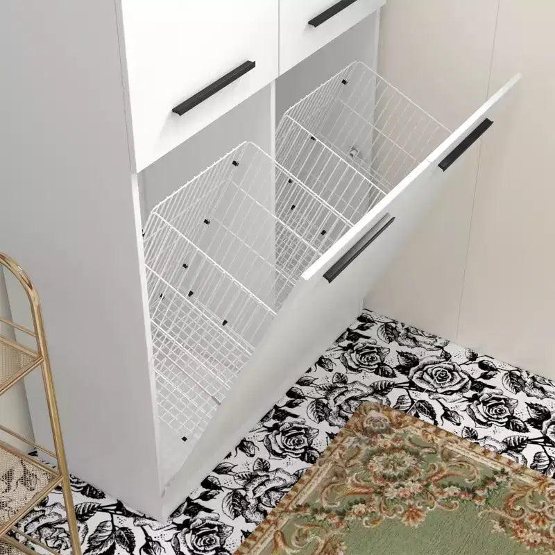 Famapy Modern White Bathroom Storage Unit with Lower - level Laundry Hamper