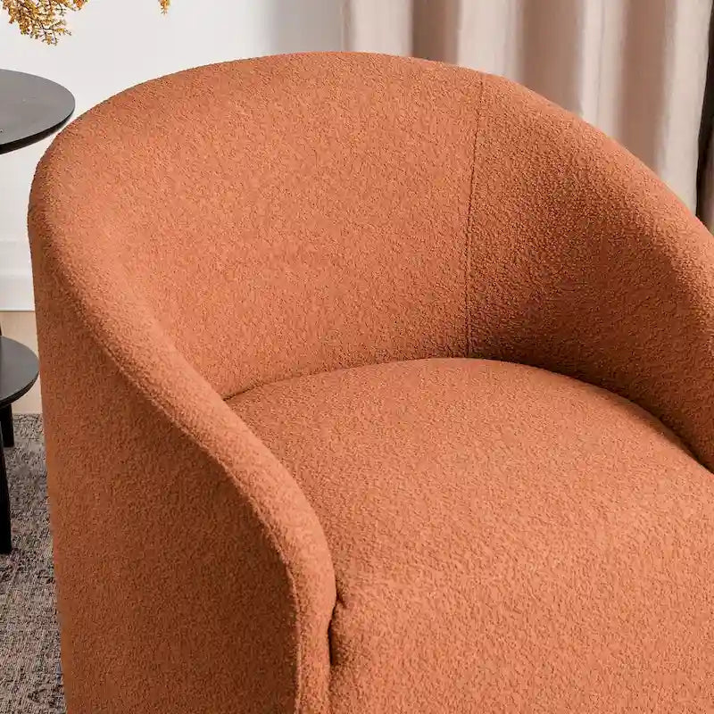 Fauteuil tonneau pivotant tapissé en tissu bouclé KINWELL 32 W (ensemble de 2)
