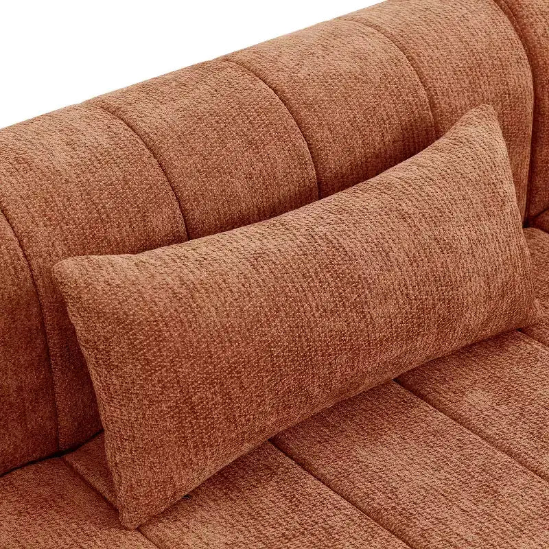 145.5 Modern Convertible Sectional Sofa, Upholstered 4-Seater Sectional Sofa with Compressed Sponge, Living Room L-Shaped Sofa-Panipeachy