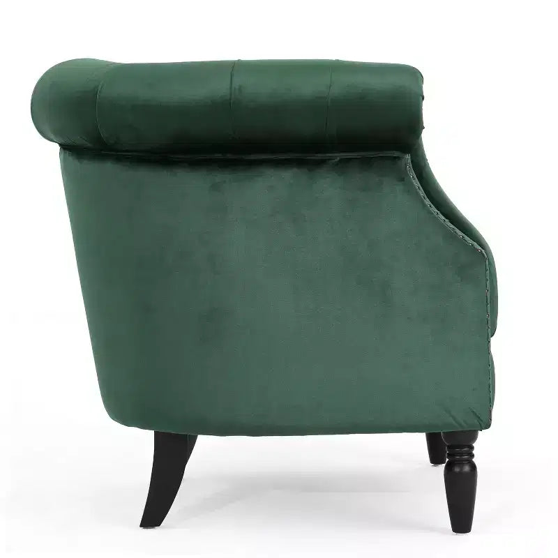 Contemporary Tufted Upholstered Club Chair with Nailhead Trim