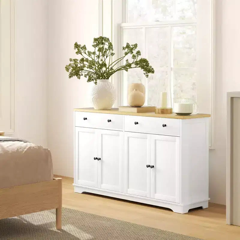 HOMCOM Sideboard Buffet Cabinet with Storage, Modern Kitchen Cabinet with 4 Doors, 2 Drawers and 2 Adjustable Shelves, Coffee Bar Cabinet
