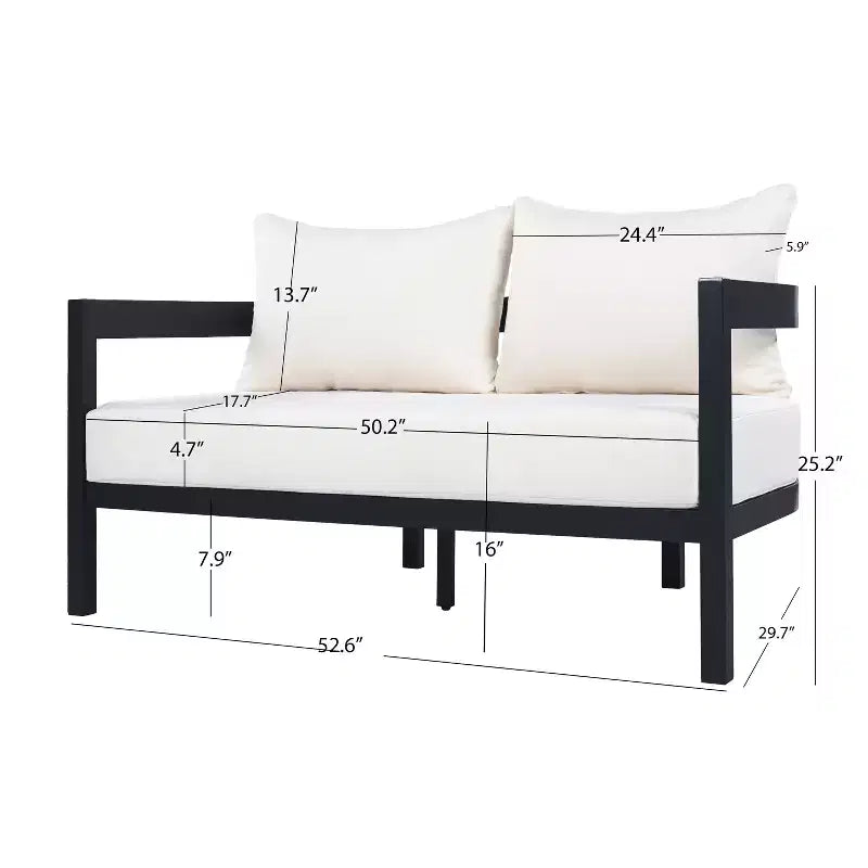 Christopher Knight Home Althea, ensemble de conversation moderne incurvé de 5 pièces en aluminium pour l'extérieur avec table basse en verre