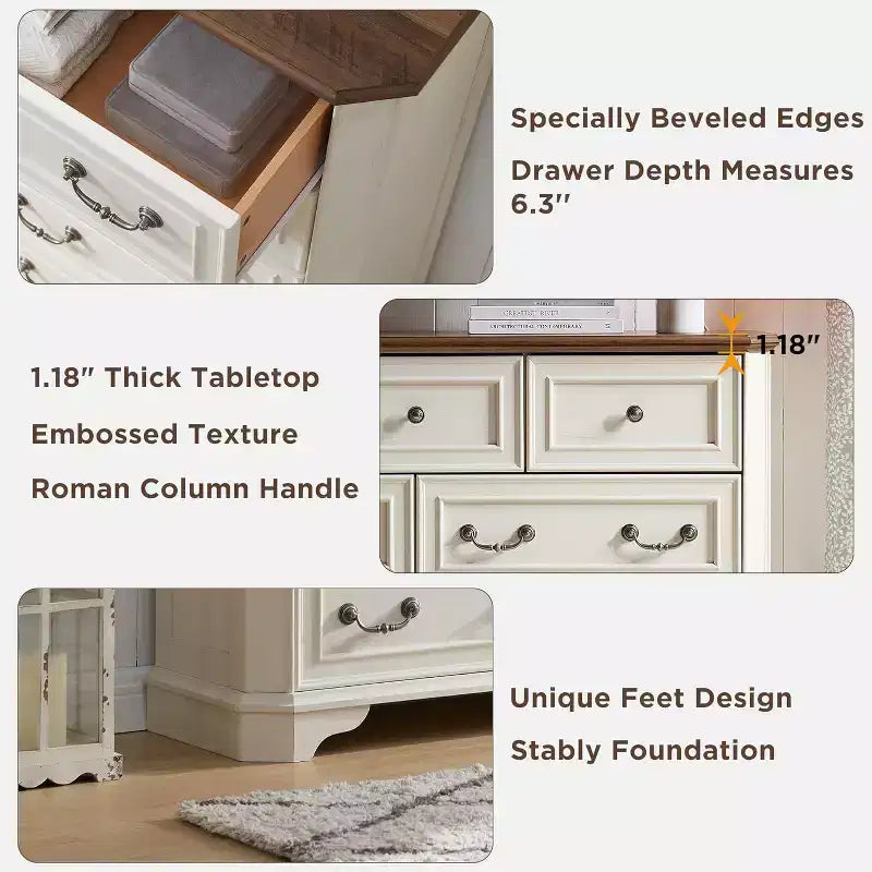 54 7-Drawer Dresser for Bedroom, Vintage Rustic Wide Chest of Drawers for Living Room & Hallway
