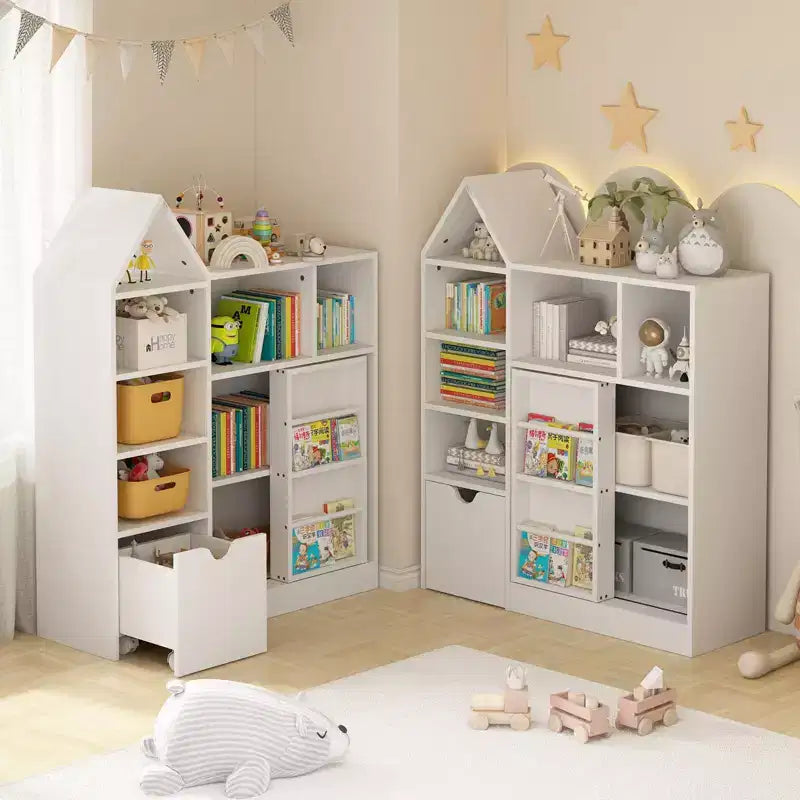 Organisateur de rangement pour enfants, organisateur de jouets et de livres avec 8 compartiments et tiroirs coulissants - Idéal pour les salles de jeux et les chambres à coucher