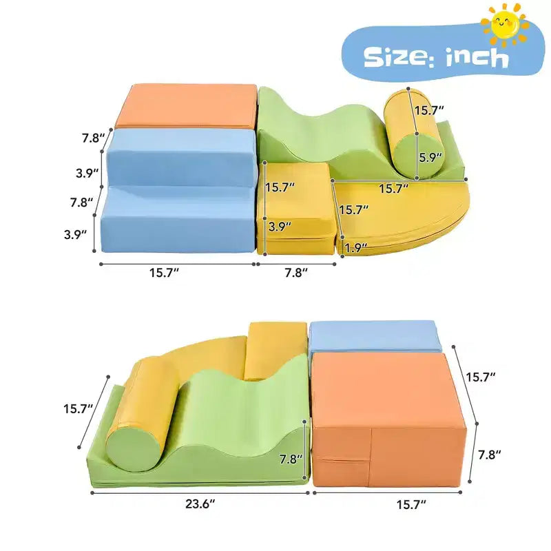 6-in-1 Climb Crawl Activity Play Set for Toddler Indoor Active Play Structure Climbing Crawling Toys Gym Equipment for Boys Girls Colorful