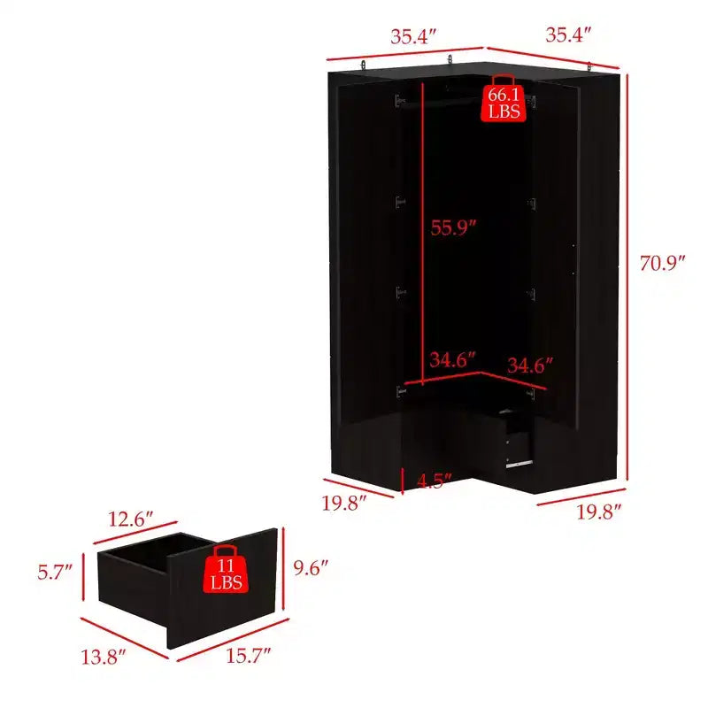 Hitow Armoire Minimaliste, Armoire d'Angle, Modèles à Double Porte et Tiroirs