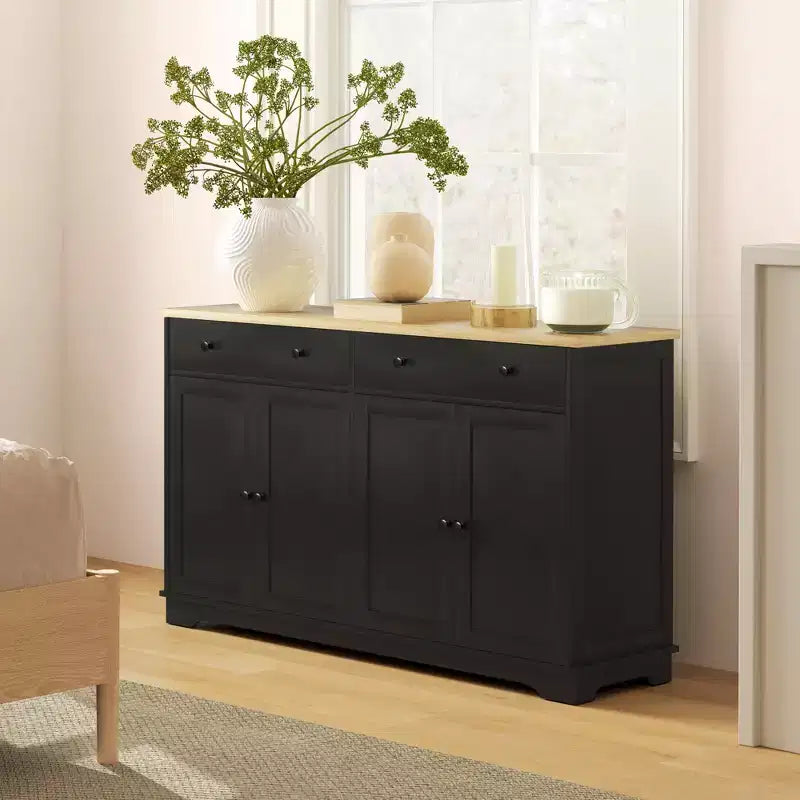 HOMCOM Sideboard Buffet Cabinet with Storage, Modern Kitchen Cabinet with 4 Doors, 2 Drawers and 2 Adjustable Shelves, Coffee Bar Cabinet