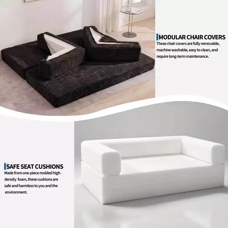 80.7 5-in-1 Convertible Sleeper Sofa Bed aï¿?Corduroy, 1200 lbs, No Assembly