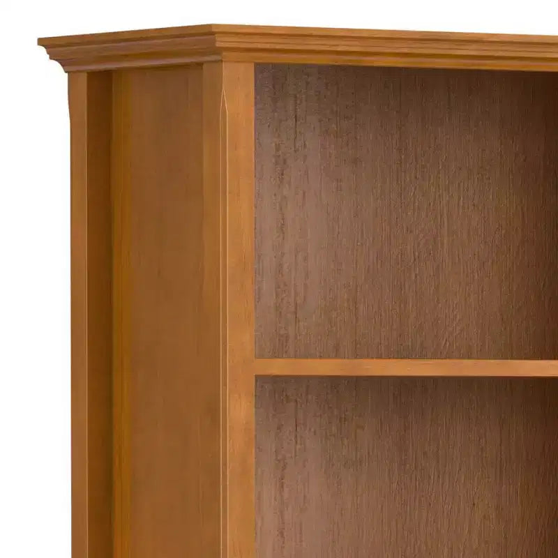 70 Five-Shelf Solid Wood Bookcase - Lacquered Pine, 4 Adjustable Shelves